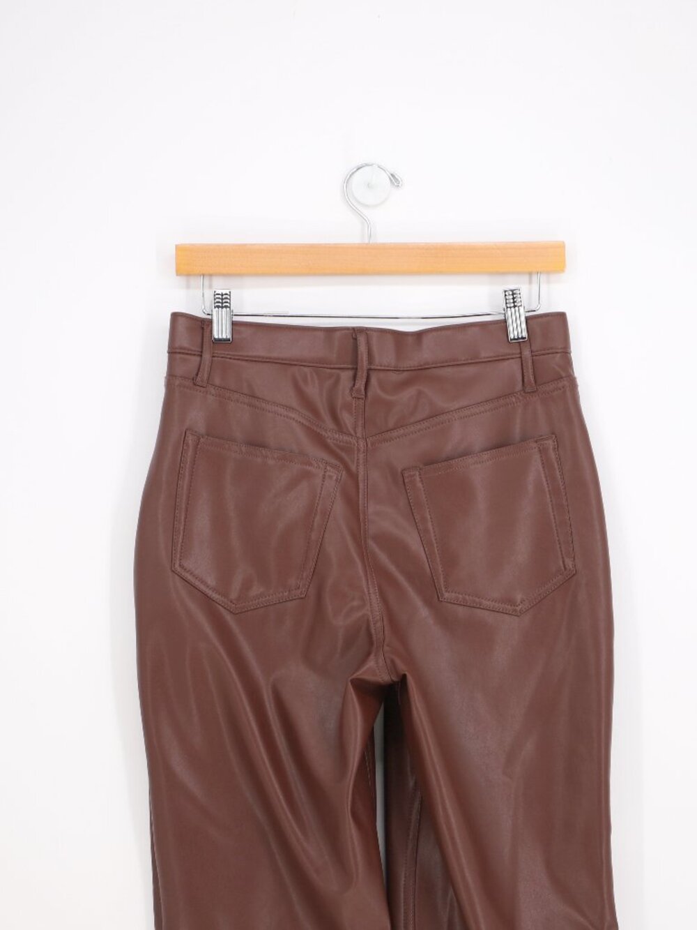 ABERCROMBIE & FITCH Criss-Cross Waist Vegan Leather 90s Straight Pant Size 27 - Picture 4 of 9